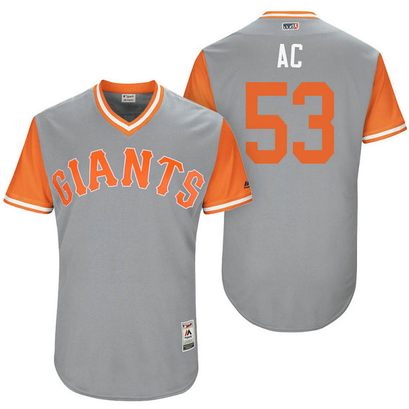 San Francisco Giants Austin Slater #53 AC Grey Nickname 2017 Little League Players Weekend Jersey
