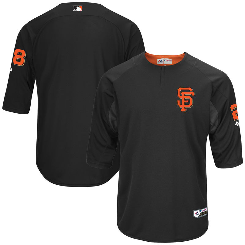 San Francisco Giants Buster Posey On-Field 3/4-Sleeve Player Batting Practice Jersey - Black San Francisco Giants Buster Posey On-Field 3/4-Sleeve Player Batting Practice Jersey - Black