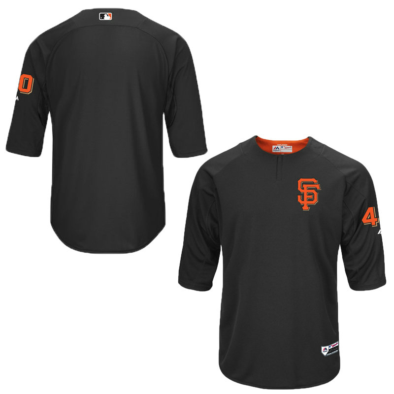 San Francisco Giants Madison Bumgarner On-Field 3/4-Sleeve Player Batting Practice Jersey - Black San Francisco Giants Madison Bumgarner On-Field 3/4-Sleeve Player Batting Practice Jersey - Black
