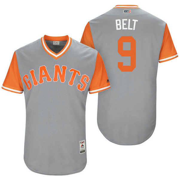 San Francisco Giants Brandon Belt #9 Belt Grey Nickname 2017 Little League Players Weekend Jersey San Francisco Giants Brandon Belt #9 Belt Grey Nickname 2017 Little League Players Weekend Jersey