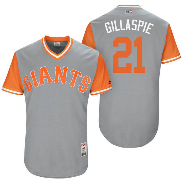 San Francisco Giants Conor Gillaspie #21 Gillaspie Grey Nickname 2017 Little League Players Weekend Jersey