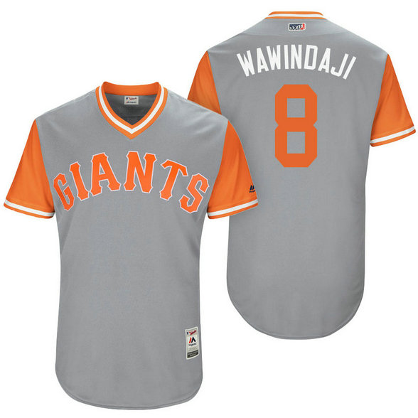 San Francisco Giants Hunter Pence #8 Wawindaji Grey Nickname 2017 Little League Players Weekend Jersey