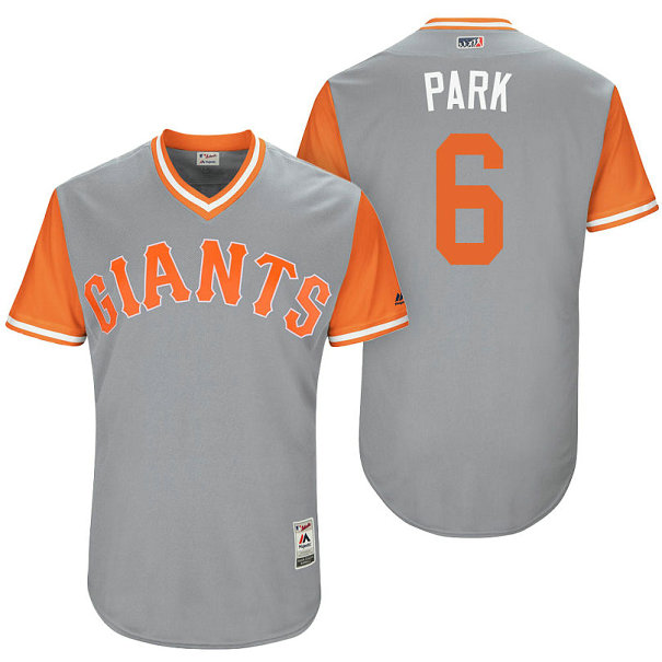 San Francisco Giants Jarrett Parker #6 Park Grey Nickname 2017 Little League Players Weekend Jersey San Francisco Giants Jarrett Parker #6 Park Grey Nickname 2017 Little League Players Weekend Jersey