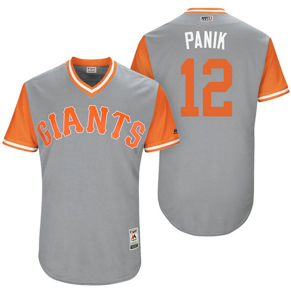 San Francisco Giants Joe Panik #12 Panik Grey Nickname 2017 Little League Players Weekend Jersey
