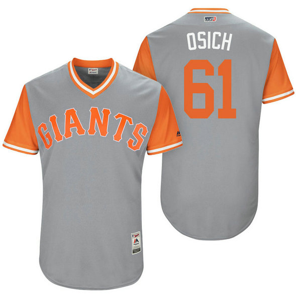 San Francisco Giants Josh Osich #61 Osich Grey Nickname 2017 Little League Players Weekend Jersey San Francisco Giants Josh Osich #61 Osich Grey Nickname 2017 Little League Players Weekend Jersey