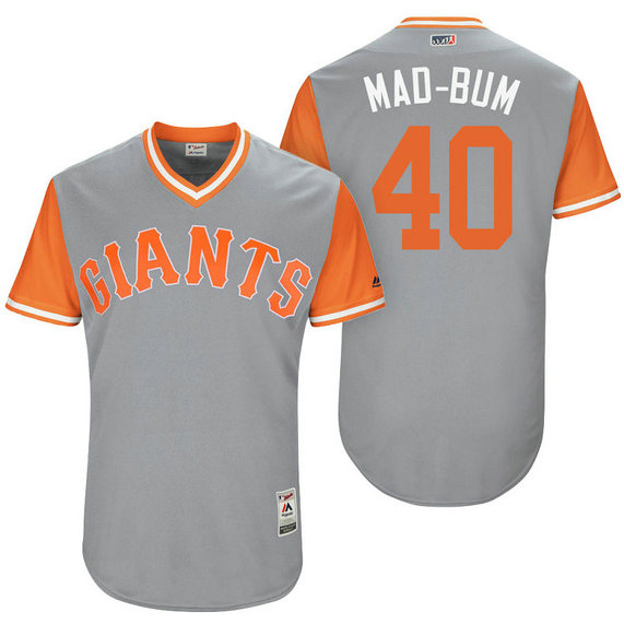 San Francisco Giants Madison Bumgarner #40 Mad-Bum Grey Nickname 2017 Little League Players Weekend Jersey San Francisco Giants Madison Bumgarner #40 Mad-Bum Grey Nickname 2017 Little League Players Weekend Jersey
