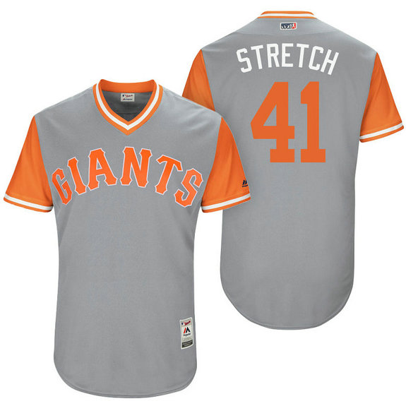 San Francisco Giants Mark Melancon #41 Stretch Grey Nickname 2017 Little League Players Weekend Jersey San Francisco Giants Mark Melancon #41 Stretch Grey Nickname 2017 Little League Players Weekend Jersey