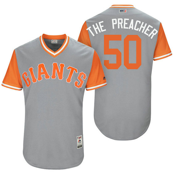 San Francisco Giants Ty Blach #50 The Preacher Grey Nickname 2017 Little League Players Weekend Jersey San Francisco Giants Ty Blach #50 The Preacher Grey Nickname 2017 Little League Players Weekend Jersey