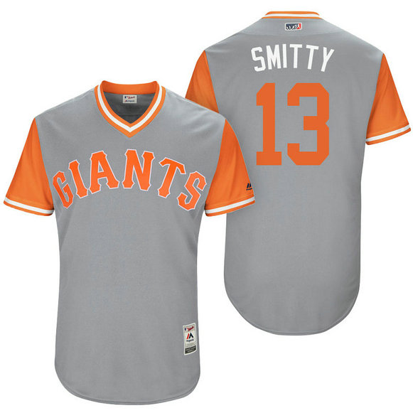 San Francisco Giants Will Smith #13 Smitty Grey Nickname 2017 Little League Players Weekend Jersey
