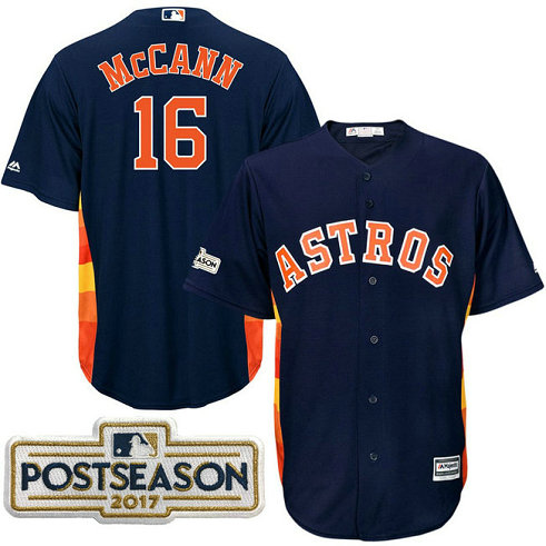Brian McCann #16 Houston Astros 2017 Postseason Navy Cool Base Jersey