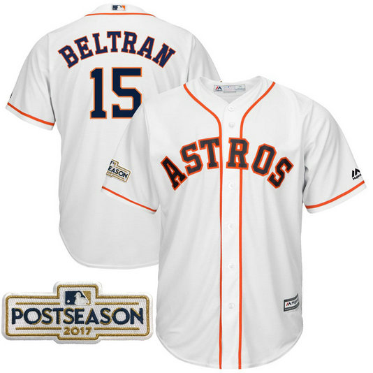 Carlos Beltran #15 Houston Astros 2017 Postseason White Cool Base Jersey