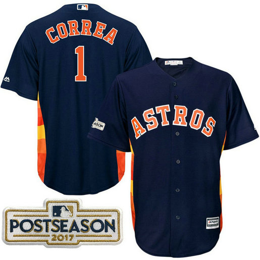 Carlos Correa #1 Houston Astros 2017 Postseason Navy Cool Base Jersey Carlos Correa #1 Houston Astros 2017 Postseason Navy Cool Base Jersey
