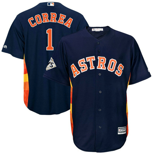 Carlos Correa #1 Houston Astros 2017 World Series Bound Navy Cool Base Jersey