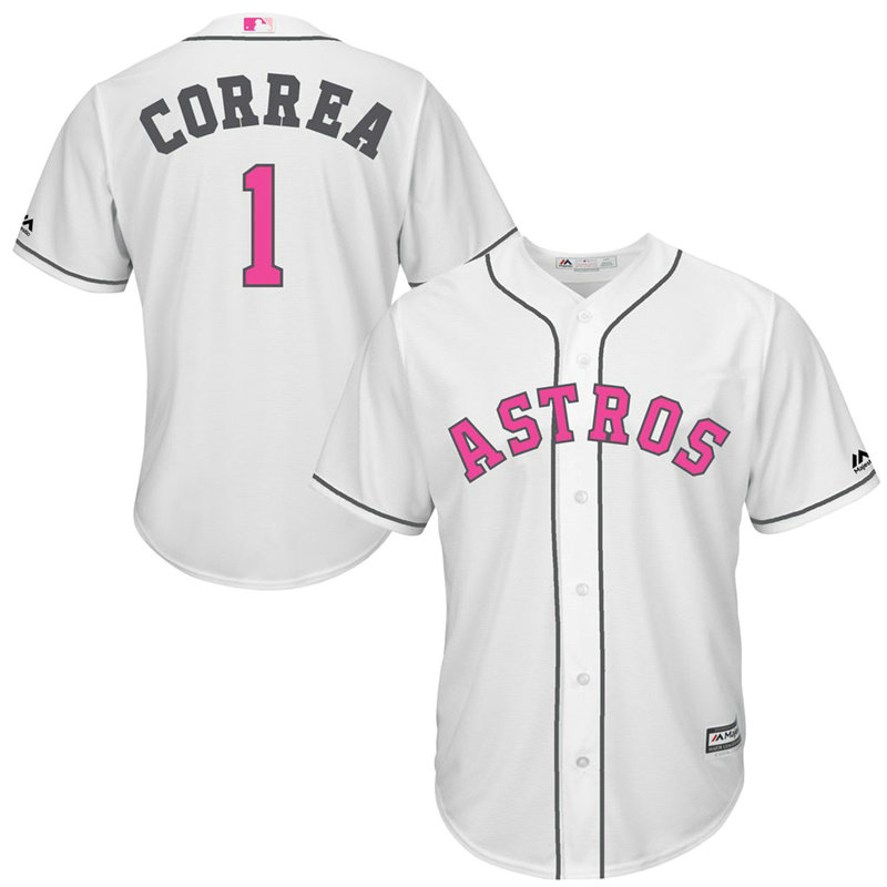 Houston Astros #1 Carlos Correa White Cool Base Jersey 2017 Mother's Day Houston Astros #1 Carlos Correa White Cool Base Jersey 2017 Mother's Day