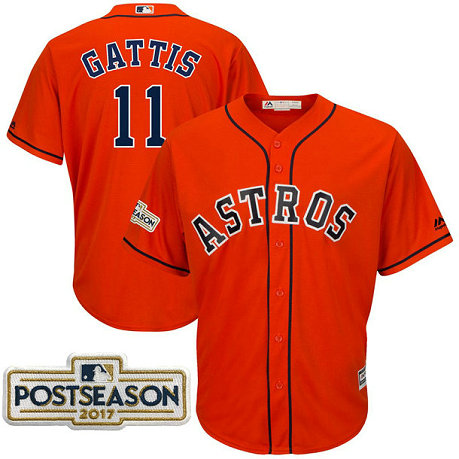 Evan Gattis #11 Houston Astros 2017 Postseason Orange Cool Base Jersey