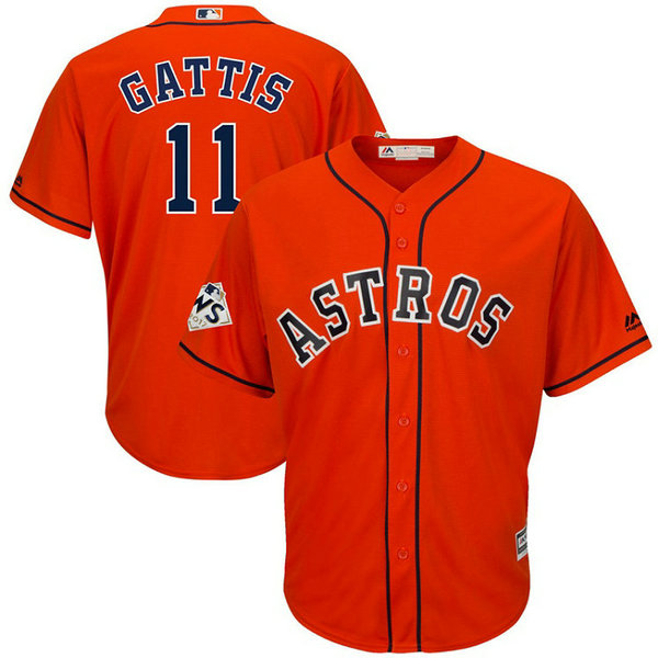 Evan Gattis #11 Houston Astros 2017 World Series Bound Orange Cool Base Jersey