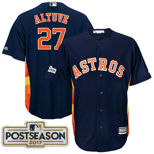 Jose Altuve #27 Houston Astros 2017 Postseason Navy Cool Base Jersey
