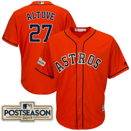 Jose Altuve #27 Houston Astros 2017 Postseason Orange Cool Base Jersey Jose Altuve #27 Houston Astros 2017 Postseason Orange Cool Base Jersey