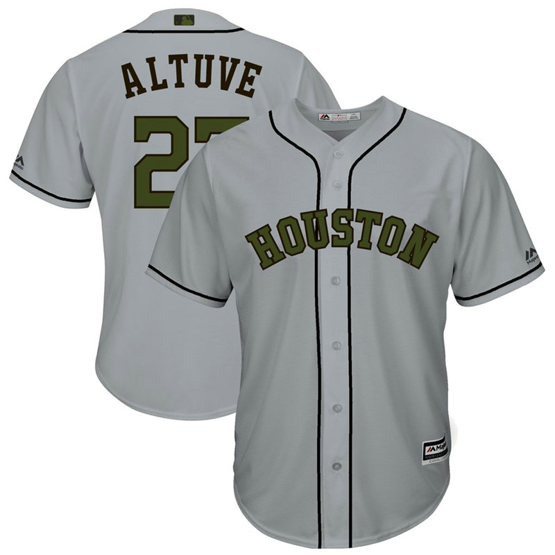 Houston Astros #27 Jose Altuve Grey Cool Base Jersey 2017 Memorial Day