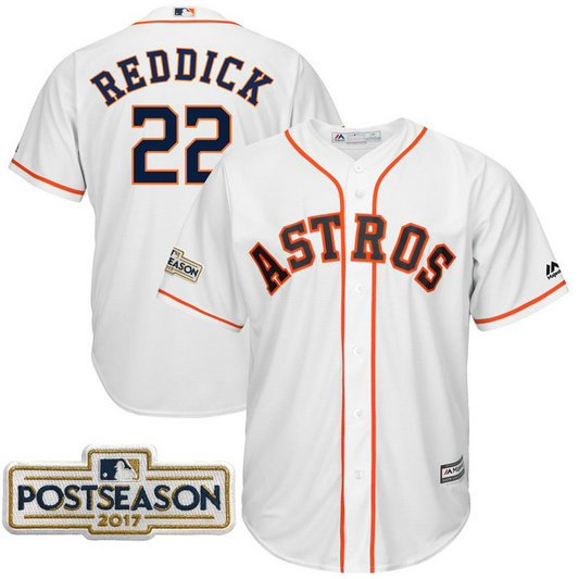 Josh Reddick #22 Houston Astros 2017 Postseason White Cool Base Jersey Josh Reddick #22 Houston Astros 2017 Postseason White Cool Base Jersey