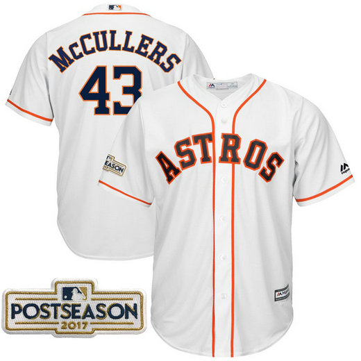 Lance McCullers #43 Houston Astros 2017 Postseason White Cool Base Jersey Lance McCullers #43 Houston Astros 2017 Postseason White Cool Base Jersey