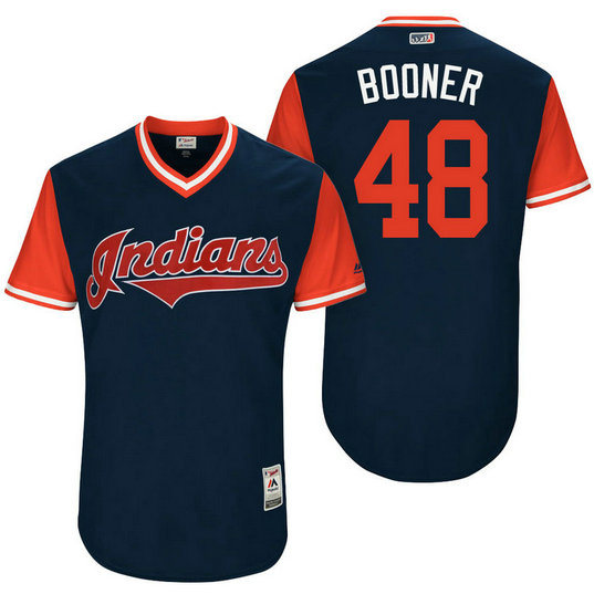 Cleveland Indians Boone Logan #48 Booner Navy Nickname 2017 Little League Players Weekend Jersey Cleveland Indians Boone Logan #48 Booner Navy Nickname 2017 Little League Players Weekend Jersey