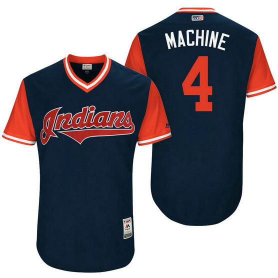 Cleveland Indians Bradley Zimmer #4 Machine Navy Nickname 2017 Little League Players Weekend Jersey