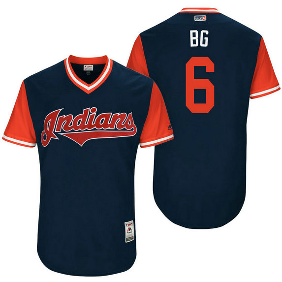 Cleveland Indians Brandon Guyer #6 BG Navy Nickname 2017 Little League Players Weekend Jersey