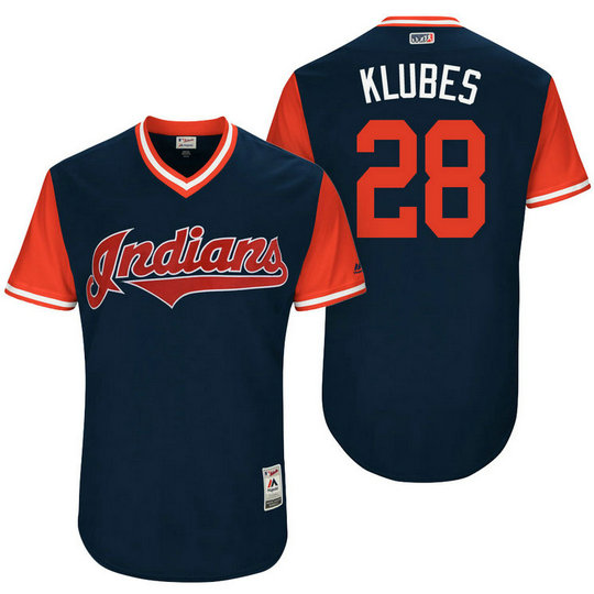 Cleveland Indians Corey Kluber #28 Klubes Navy Nickname 2017 Little League Players Weekend Jersey Cleveland Indians Corey Kluber #28 Klubes Navy Nickname 2017 Little League Players Weekend Jersey