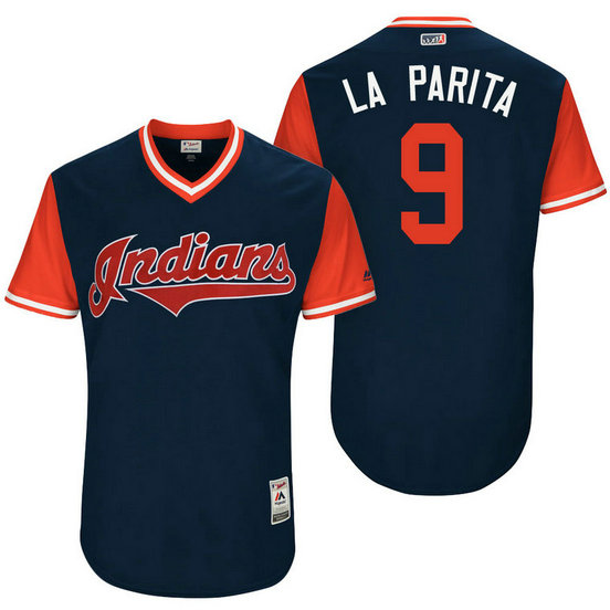 Cleveland Indians Erik Gonzalez #9 La Parita Navy Nickname 2017 Little League Players Weekend Jersey