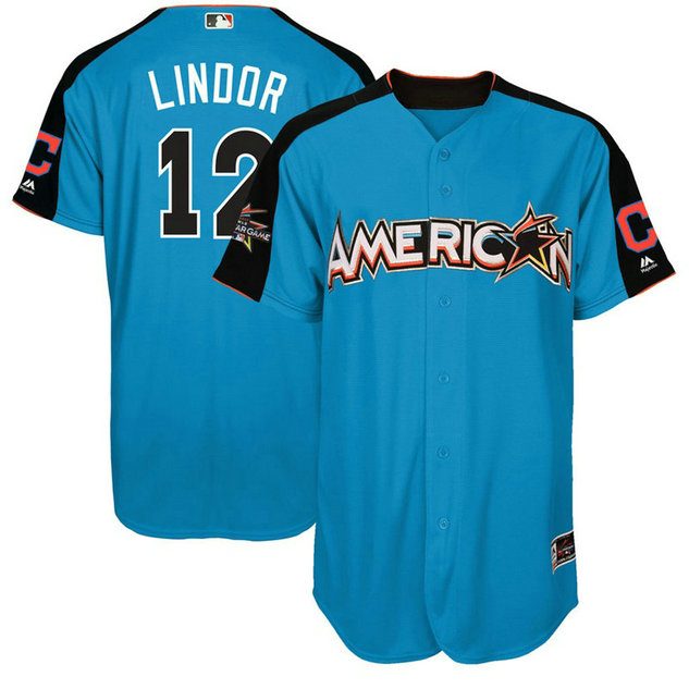 2017 All-Star American League Cleveland Indians Francisco Lindor #12 Blue Home Run Derby 2017 All-Star American League Jersey
