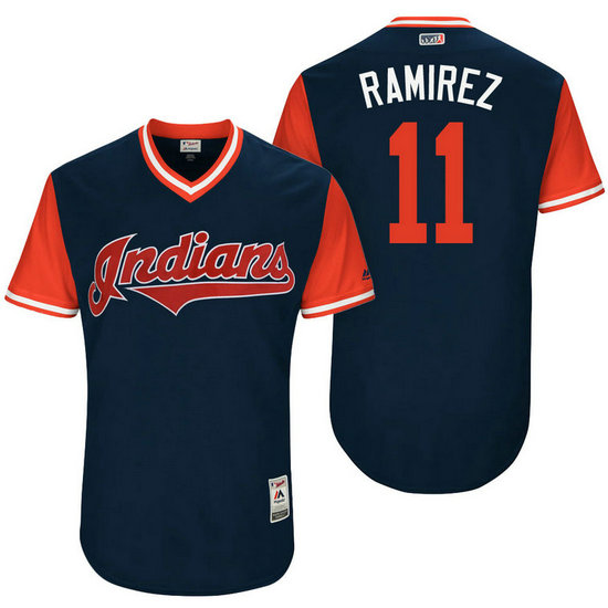 Cleveland Indians Jose Ramirez #11 Ramirez Navy Nickname 2017 Little League Players Weekend Jersey