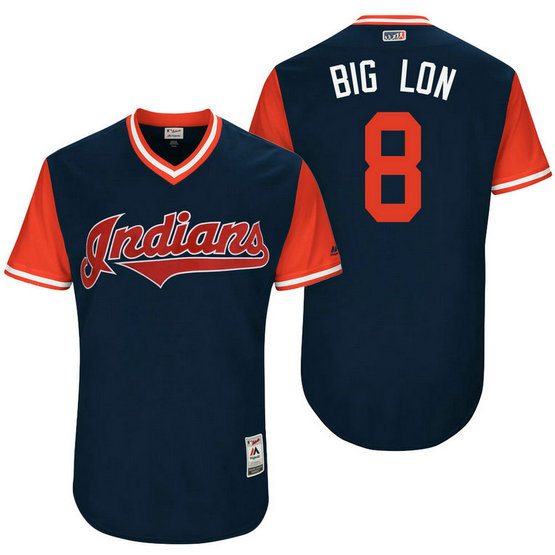 Cleveland Indians Lonnie Chisenhall #8 Big Lon Navy Nickname 2017 Little League Players Weekend Jersey
