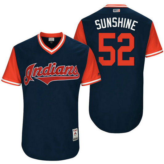 Cleveland Indians Mike Clevinger #52 Sunshine Navy Nickname 2017 Little League Players Weekend Jersey Cleveland Indians Mike Clevinger #52 Sunshine Navy Nickname 2017 Little League Players Weekend Jersey