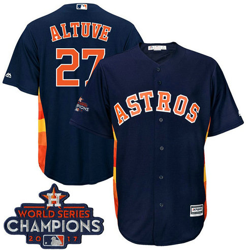 Houston Astros Jose Altuve #27 Navy 2017 World Series Champions Team Logo Patch Cool Base Jersey Houston Astros Jose Altuve #27 Navy 2017 World Series Champions Team Logo Patch Cool Base Jersey