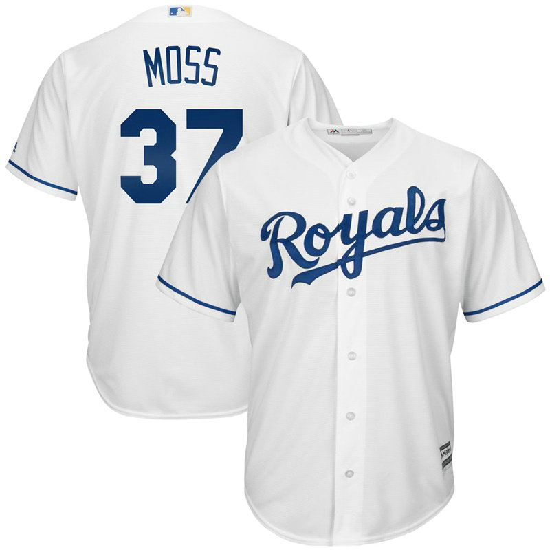 Brandon Moss #37 Kansas City Royals Home White Cool Base Jersey