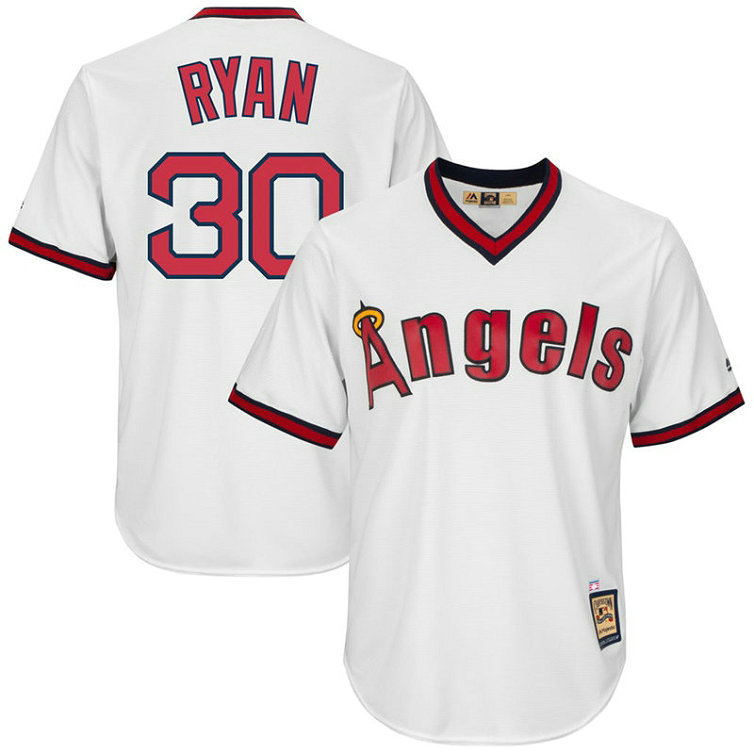 Nolan Ryan #30 Los Angeles Angels Replica Cooperstown White Cool Base Jersey