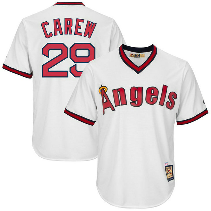 Rod Carew #29 Los Angeles Angels Cooperstown White Cool Base Jersey Rod Carew #29 Los Angeles Angels Cooperstown White Cool Base Jersey