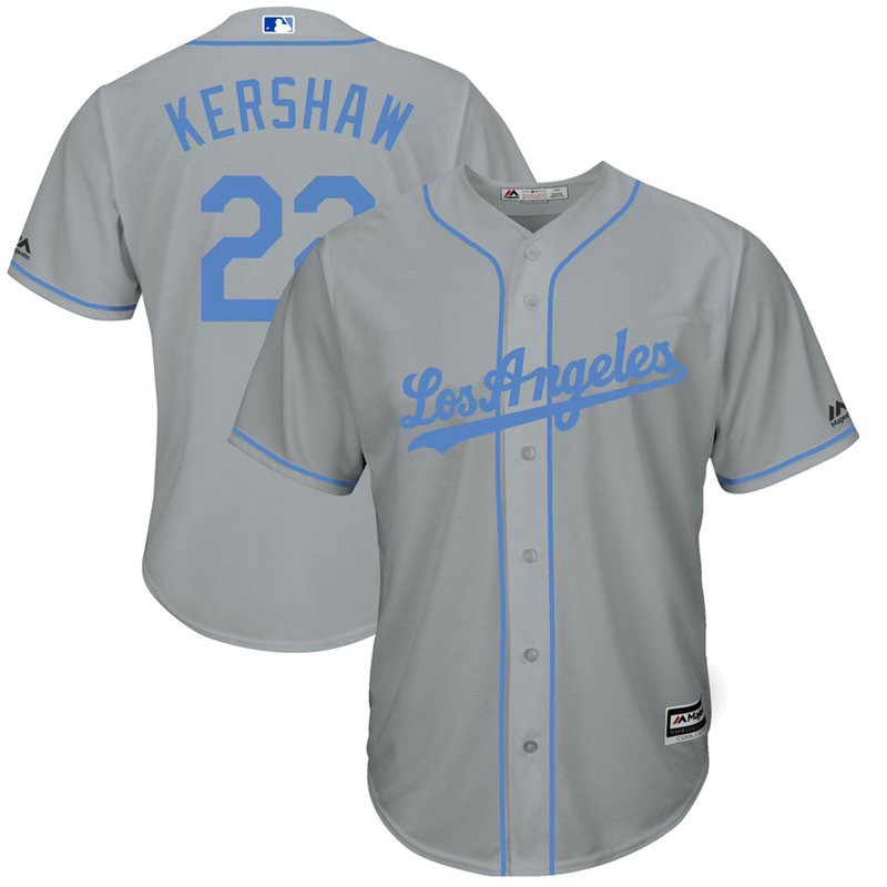 Los Angeles Dodgers #22 Clayton Kershaw Grey Cool Base Jersey 2017 Father's Day