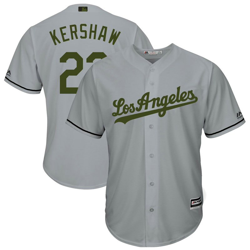 Los Angeles Dodgers #22 Clayton Kershaw Grey Cool Base Jersey 2017 Memorial Day Los Angeles Dodgers #22 Clayton Kershaw Grey Cool Base Jersey 2017 Memorial Day