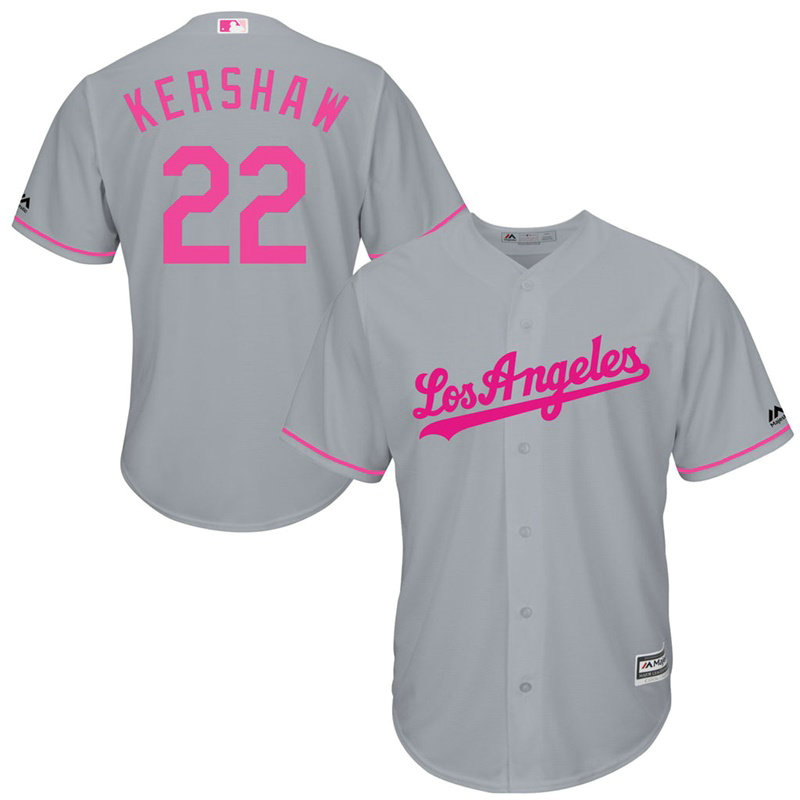 Los Angeles Dodgers #22 Clayton Kershaw Grey Cool Base Jersey 2017 Mother's Day Los Angeles Dodgers #22 Clayton Kershaw Grey Cool Base Jersey 2017 Mother's Day