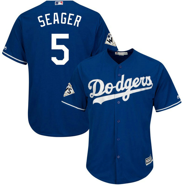 Corey Seager #5 Los Angeles Dodgers 2017 World Series Bound Royal Cool Base Jersey