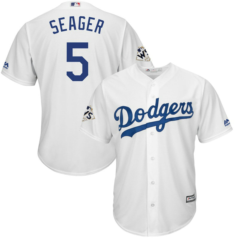 Corey Seager #5 Los Angeles Dodgers 2017 World Series Bound White Cool Base Jersey