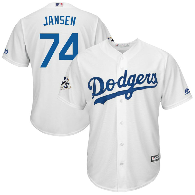 Kenley Jansen #74 Los Angeles Dodgers 2017 World Series Bound White Cool Base Jersey