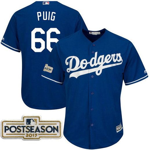 Yasiel Puig #66 Los Angeles Dodgers 2017 Postseason Royal Cool Base Jersey