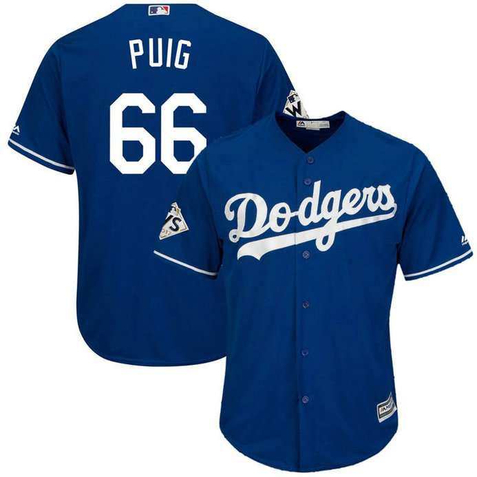 Yasiel Puig #66 Los Angeles Dodgers 2017 World Series Bound Royal Cool Base Jersey