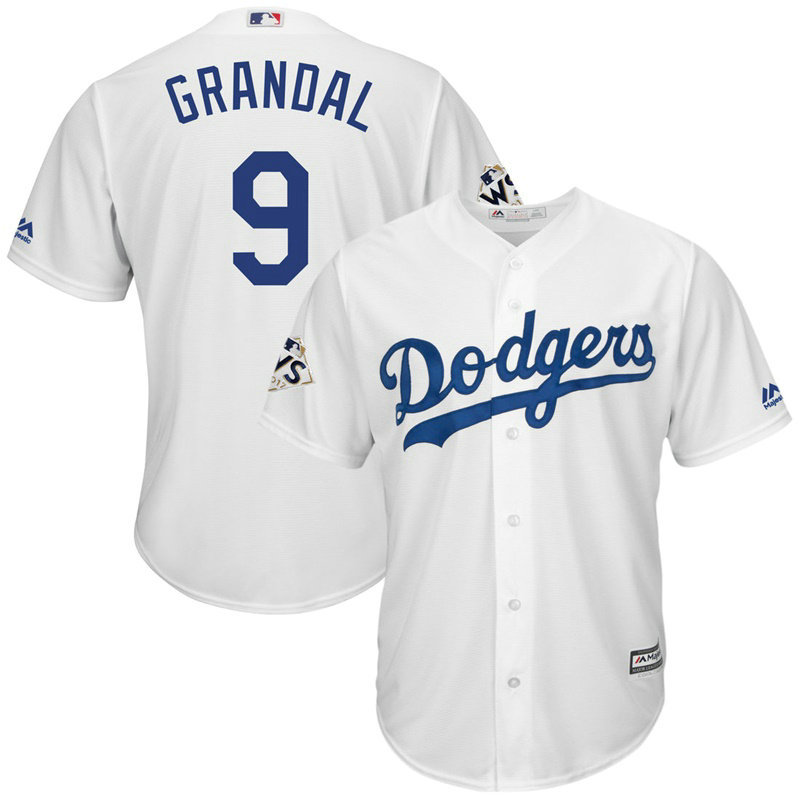 Yasmani Grandal #9 Los Angeles Dodgers 2017 World Series Bound White Cool Base Jersey