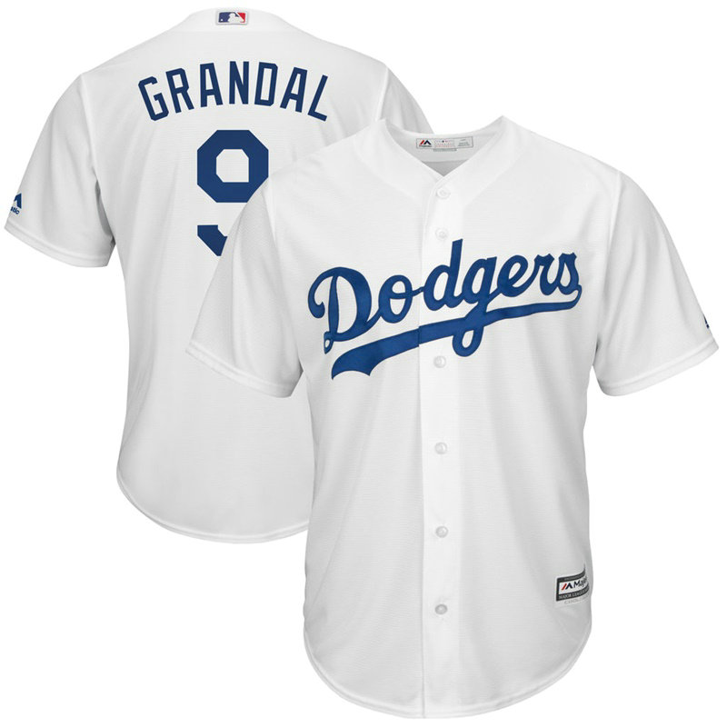 Los Angeles Dodgers #9 Yasmani Grandal Home White Cool Base Jersey