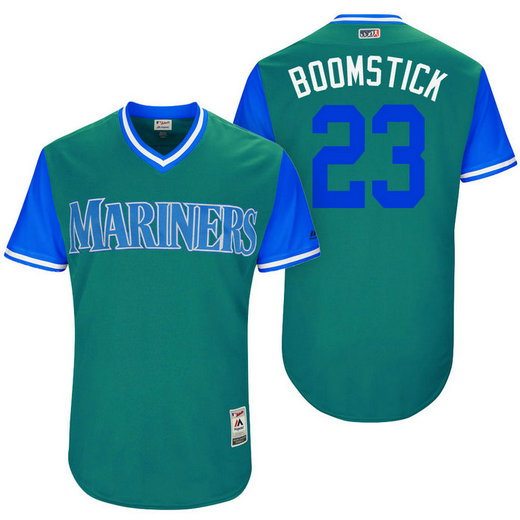 Seattle Mariners Nelson Cruz #23 Boomstick Aqua Nickname 2017 Little League Players Weekend Jersey