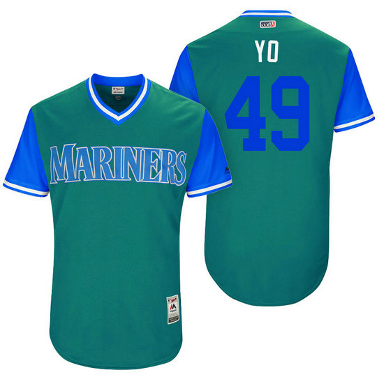 Seattle Mariners Yovani Gallardo #49 Yo Aqua Nickname 2017 Little League Players Weekend Jersey Seattle Mariners Yovani Gallardo #49 Yo Aqua Nickname 2017 Little League Players Weekend Jersey